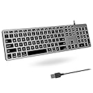 Macally Backlit Mac Keyboard - Quiet, Sleek, and Functional - 3 Brightness Levels, 107 Keys, 5ft USB Wired - Apple Keyboard - Backlit Wired for Mac, iMac, MacBook Pro/Air - Space Gray