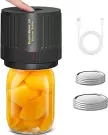 Electric Mason Cordless Vacuum Sealer Kit for Wide-Mouth & Regular-Mouth Mason Jars, for Food Storage and Fermentation, Black